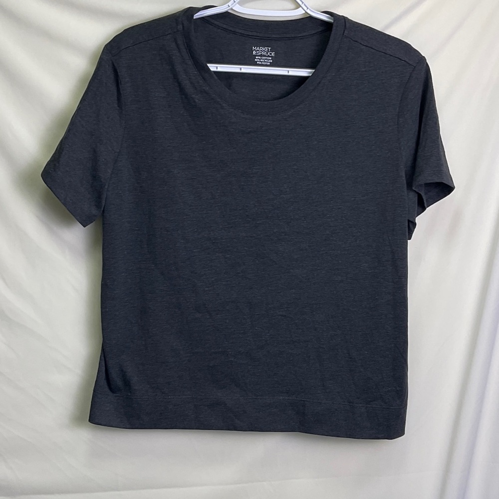 Market & Spruce Tanner Boxy Cotton Blend Tee in Dark Gray